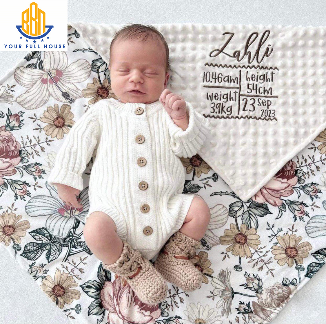 Chăn minky em bé thêu tên riêng